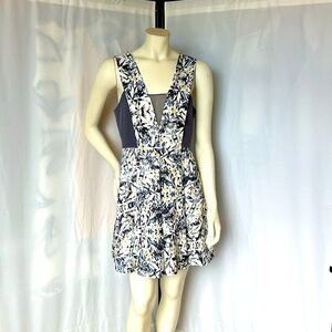 Rebecca Taylor Grey Panel Prism Print Mini Dress